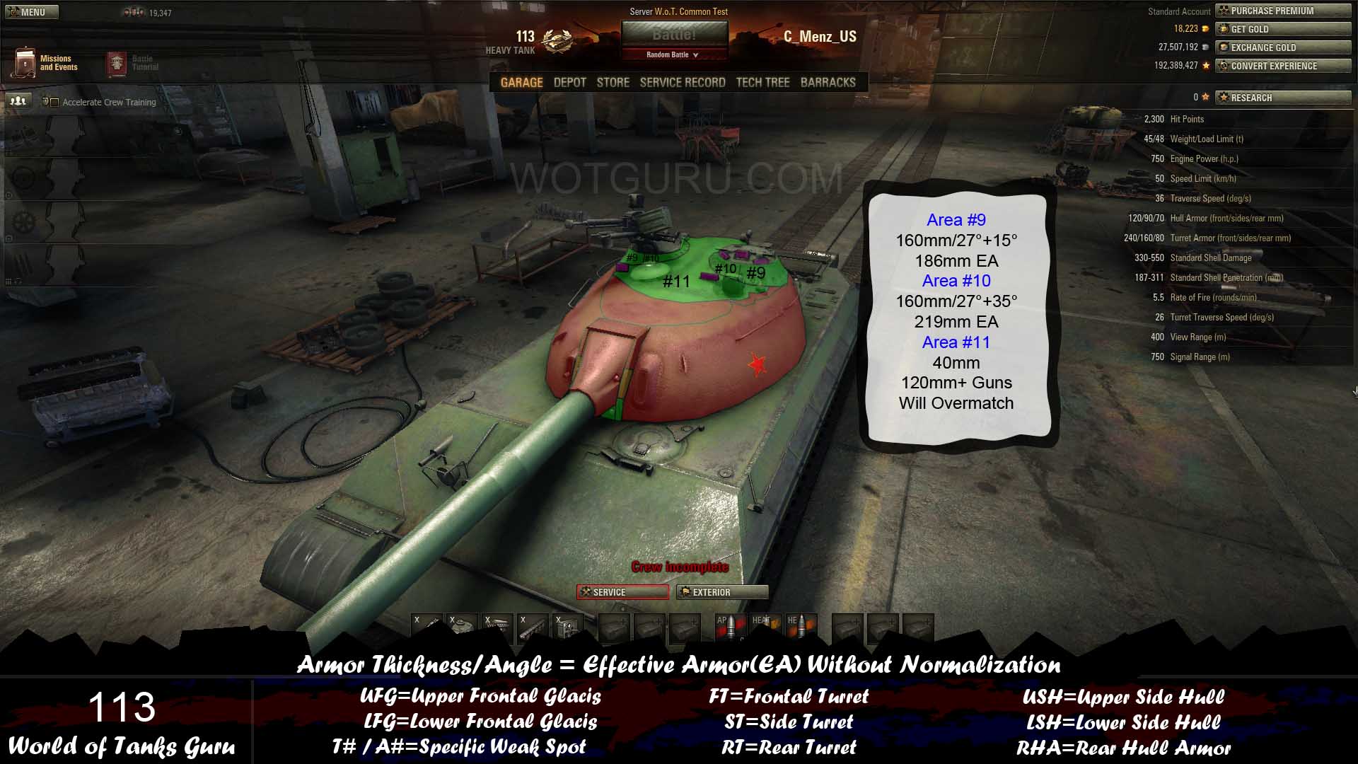 World of Tanks Weak Spots 113 Front 2.