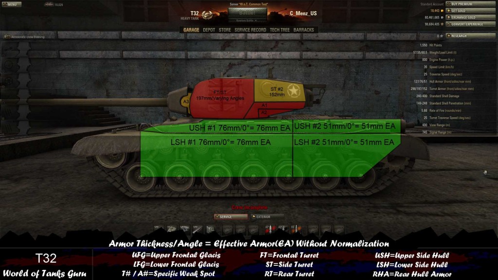 Weak Spot Guide T32 World of Tanks Guru