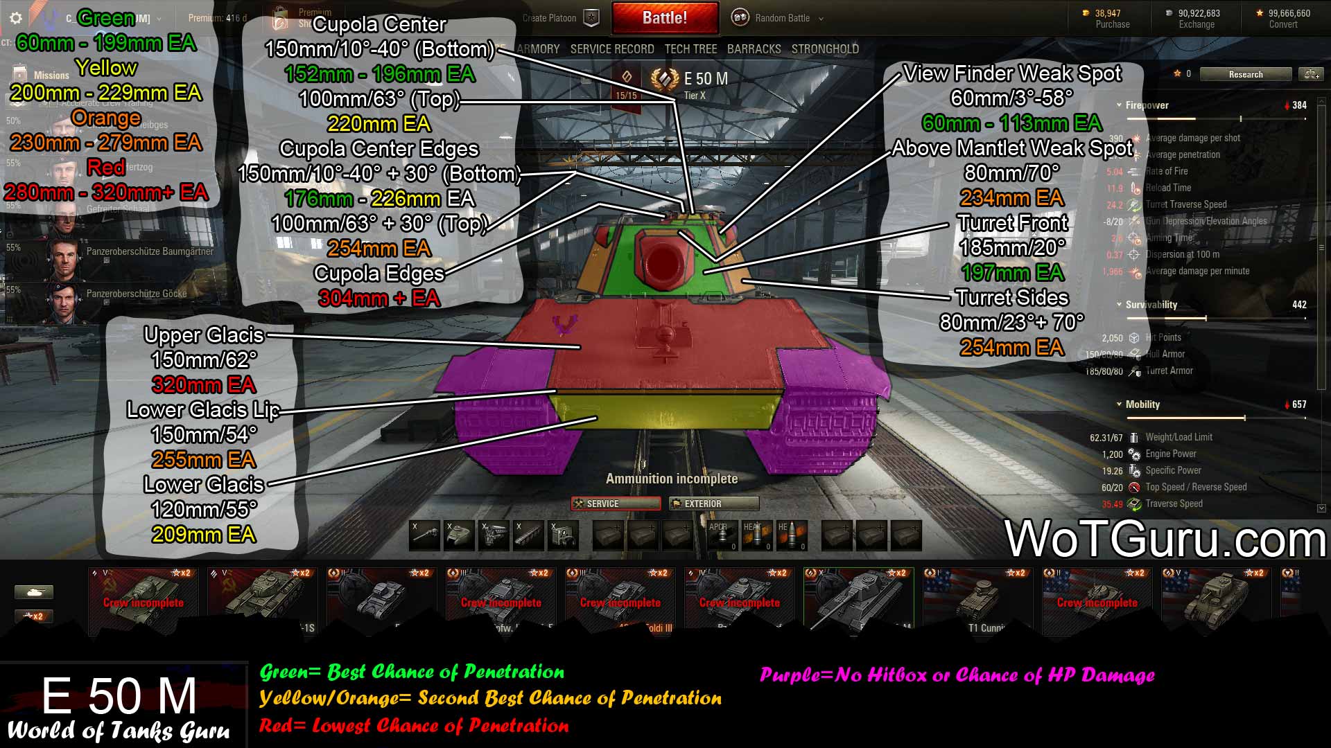 World of Tanks E50M Weak Spots Front.
